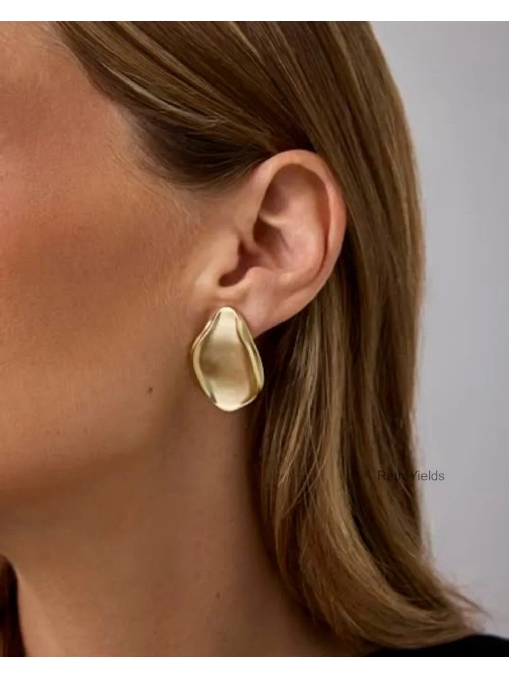 14K Gold Plated Vintage Chunky Earrings Hypoallergenic 925 Sterling Silver Posts